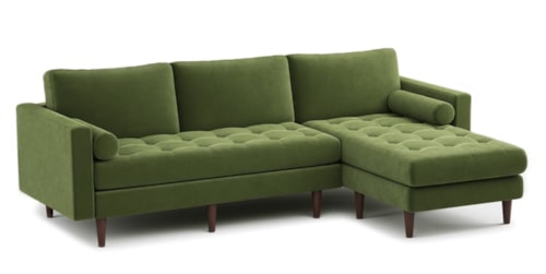Mid-Century Modern Sofa Chaise with Track Arms
