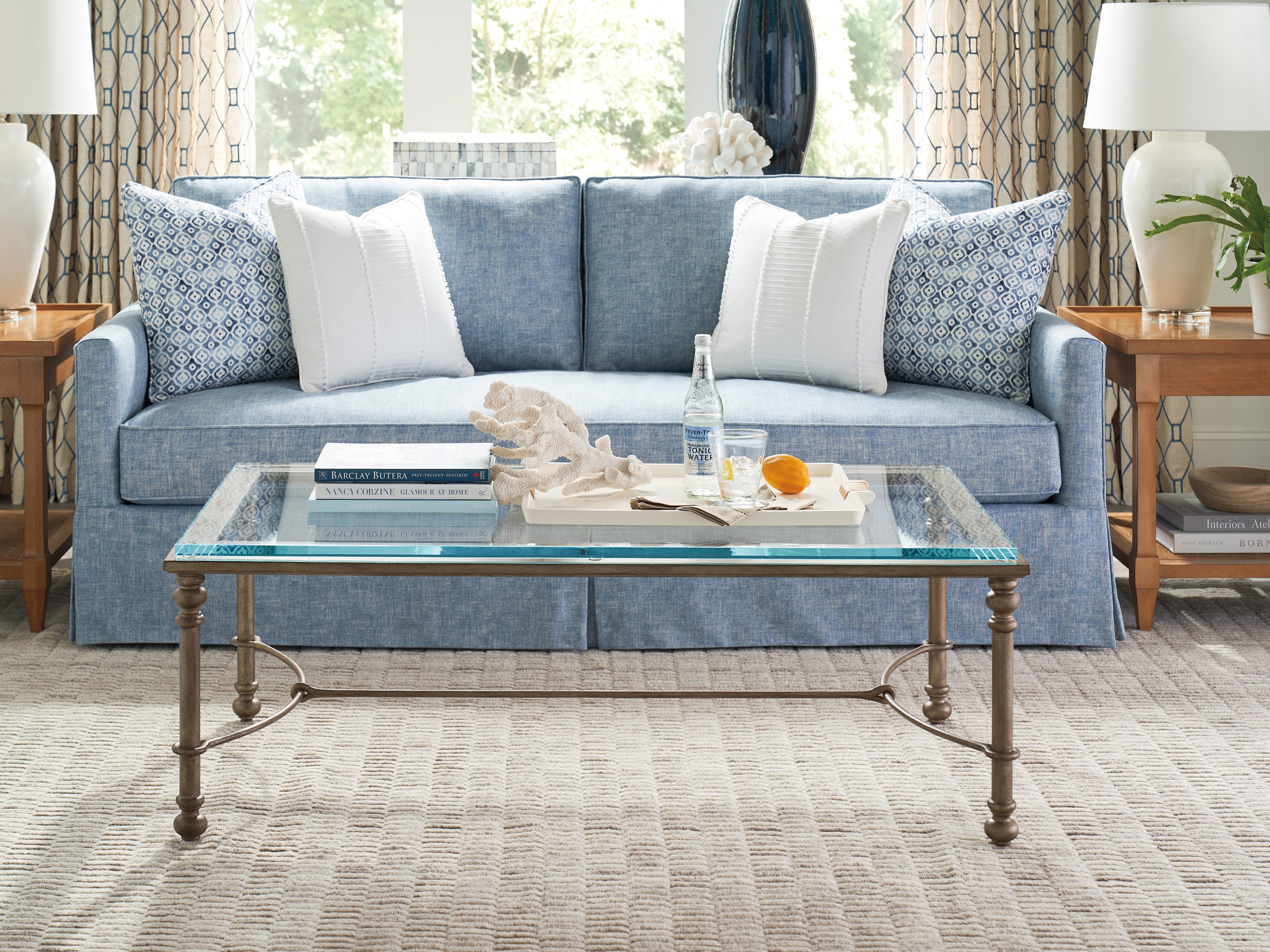 Barclay Butera Laguna Bluff Metal And Glass Cocktail Table