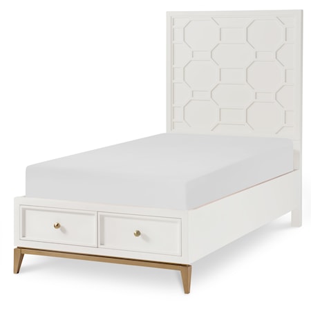  Youth Twin Panel Bed with Storage Footboard