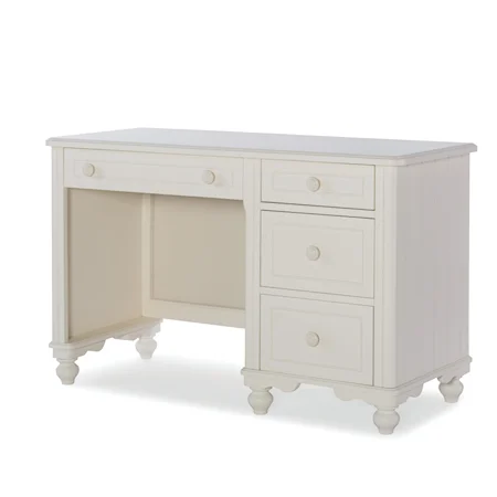Transitional Ivory Desk with 4 Drawers and Castors