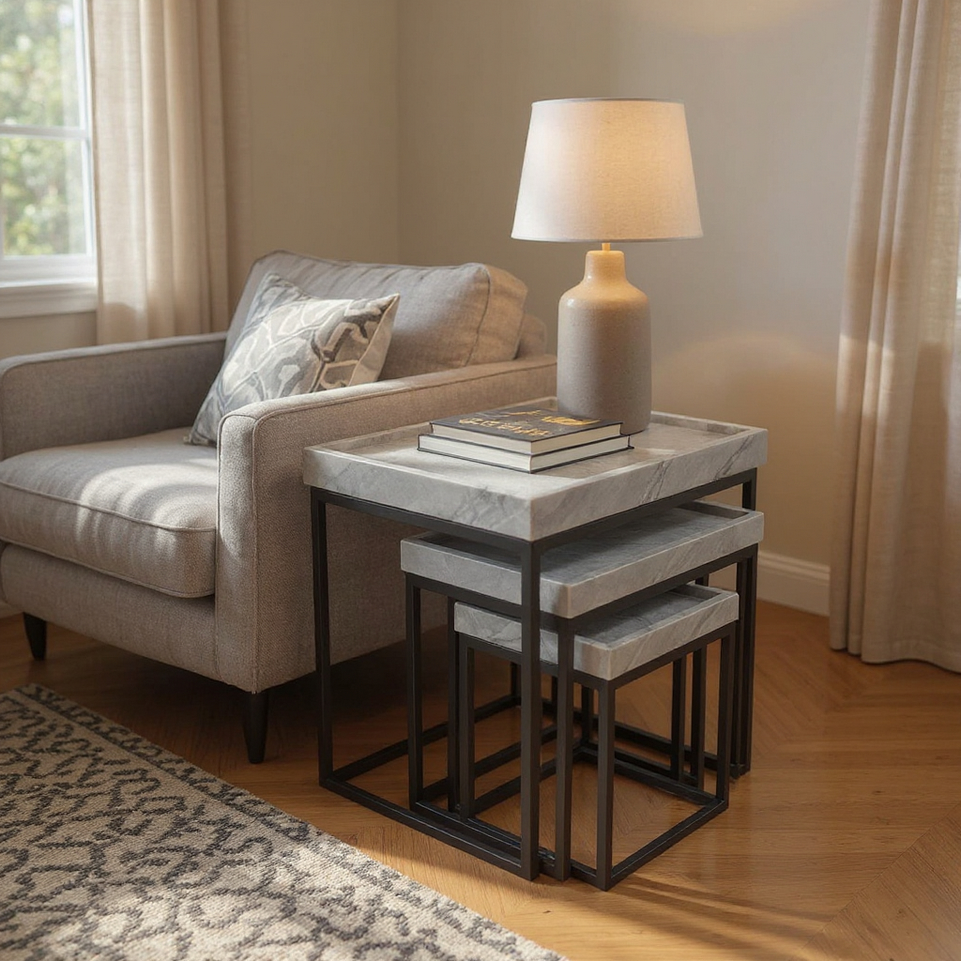 3-pc. Marble-Top Nesting Tables