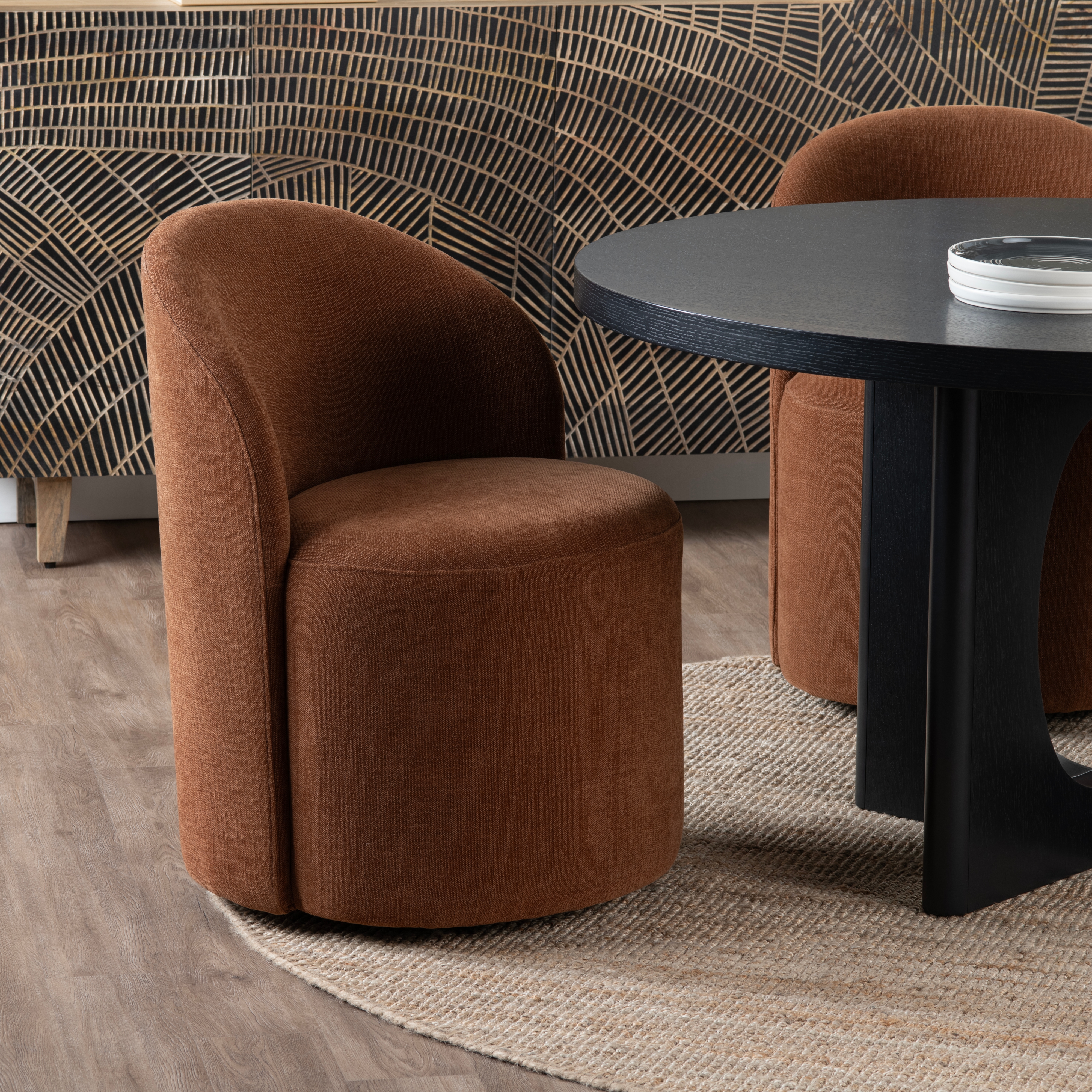 Crestview Collection Fairfax Upholstered Swivel Dining Chair w/Casters