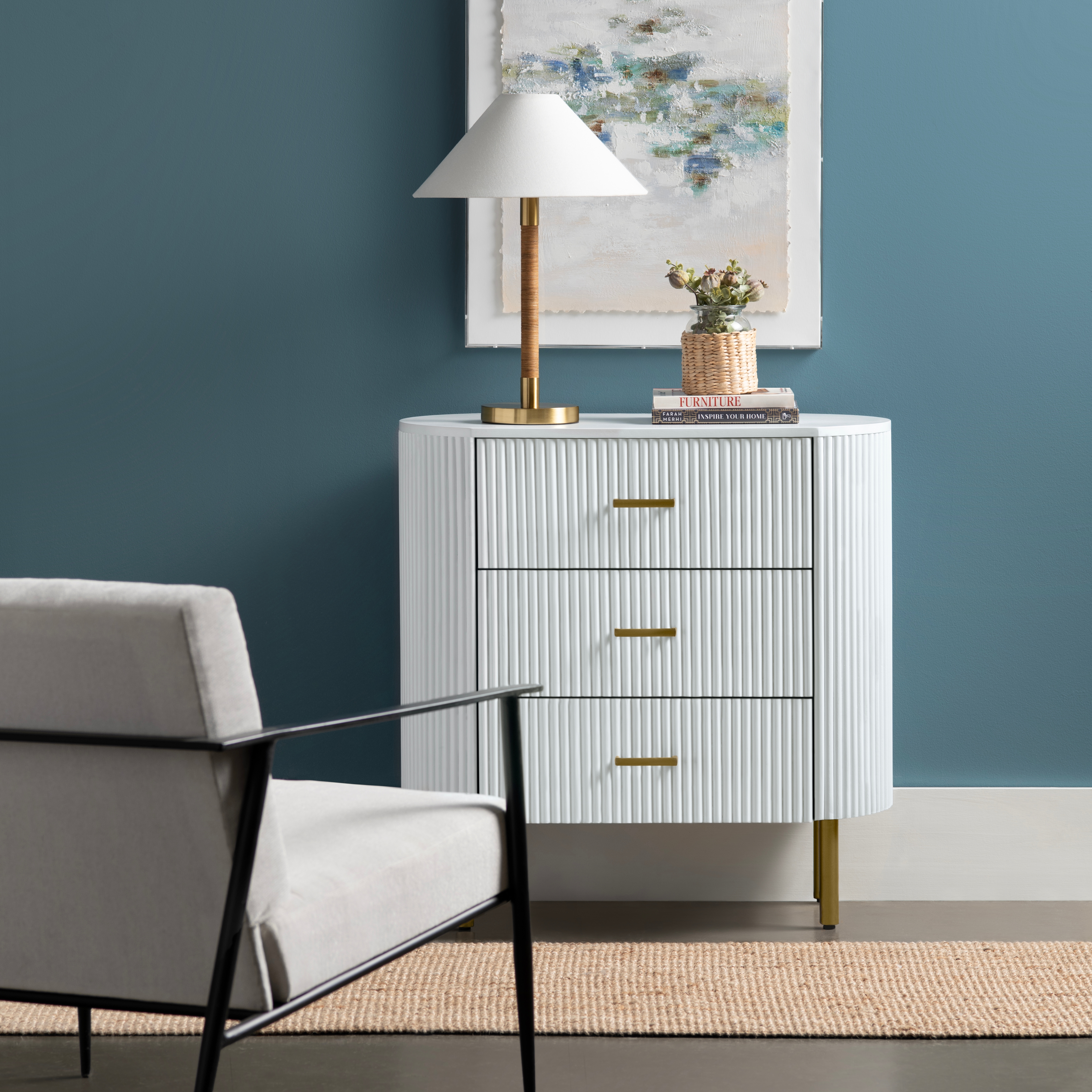 Crestview Collection Astoria Modern Fluted 3-Drawer Accent Chest