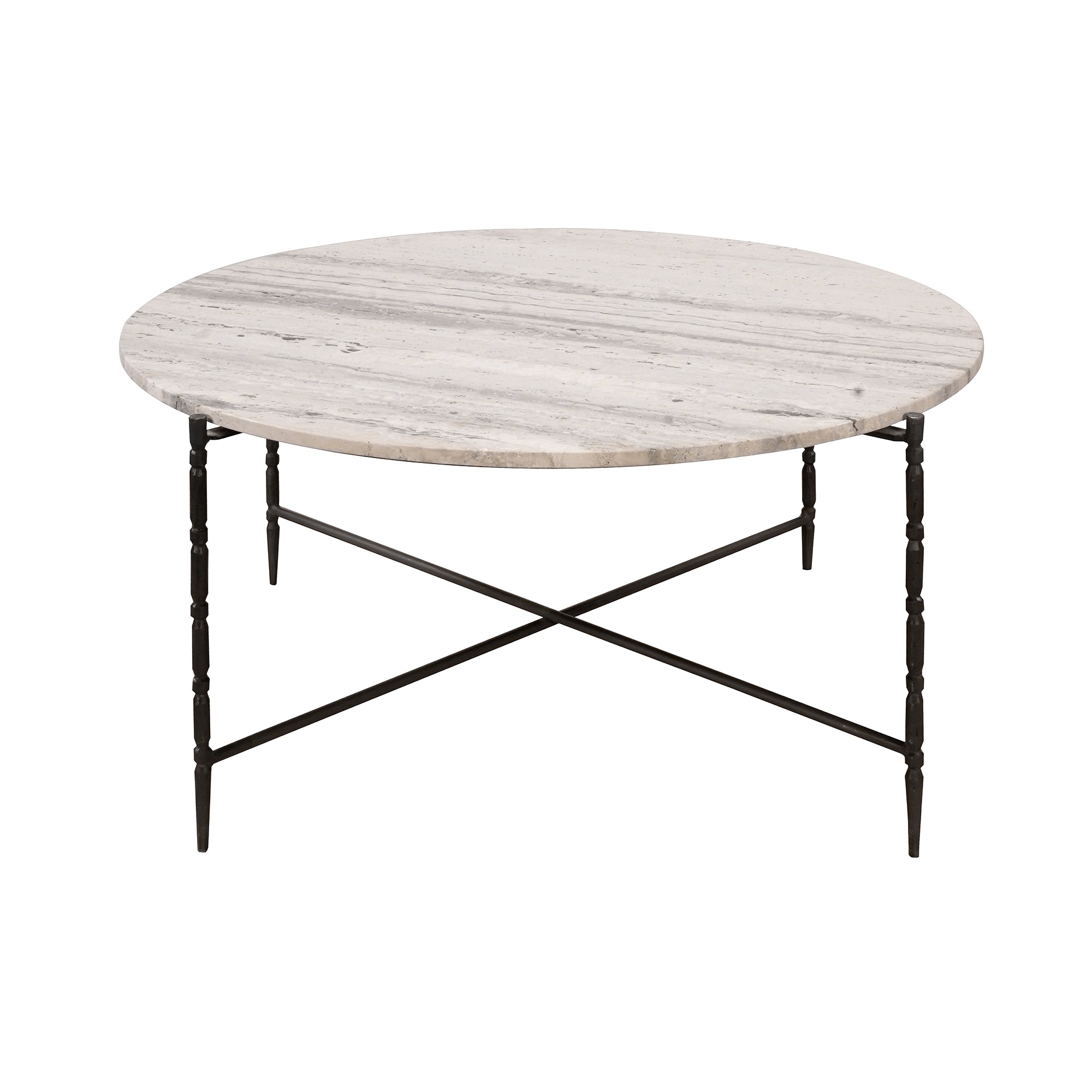 36" Rd. White Marble-Top Cocktail Table