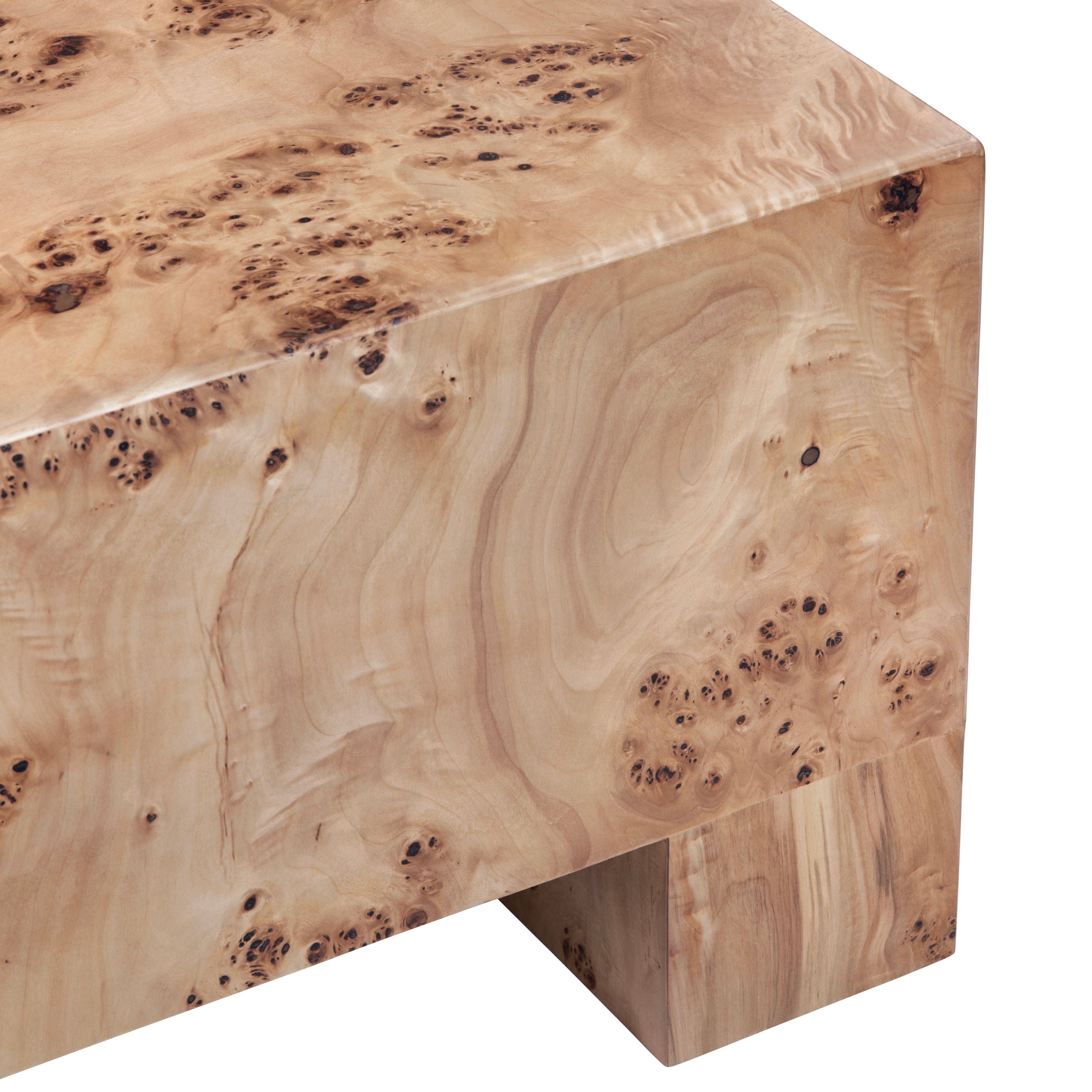 Crestview Collection Sutherland Square Poplar Burl Coffee Table w/Block Feet