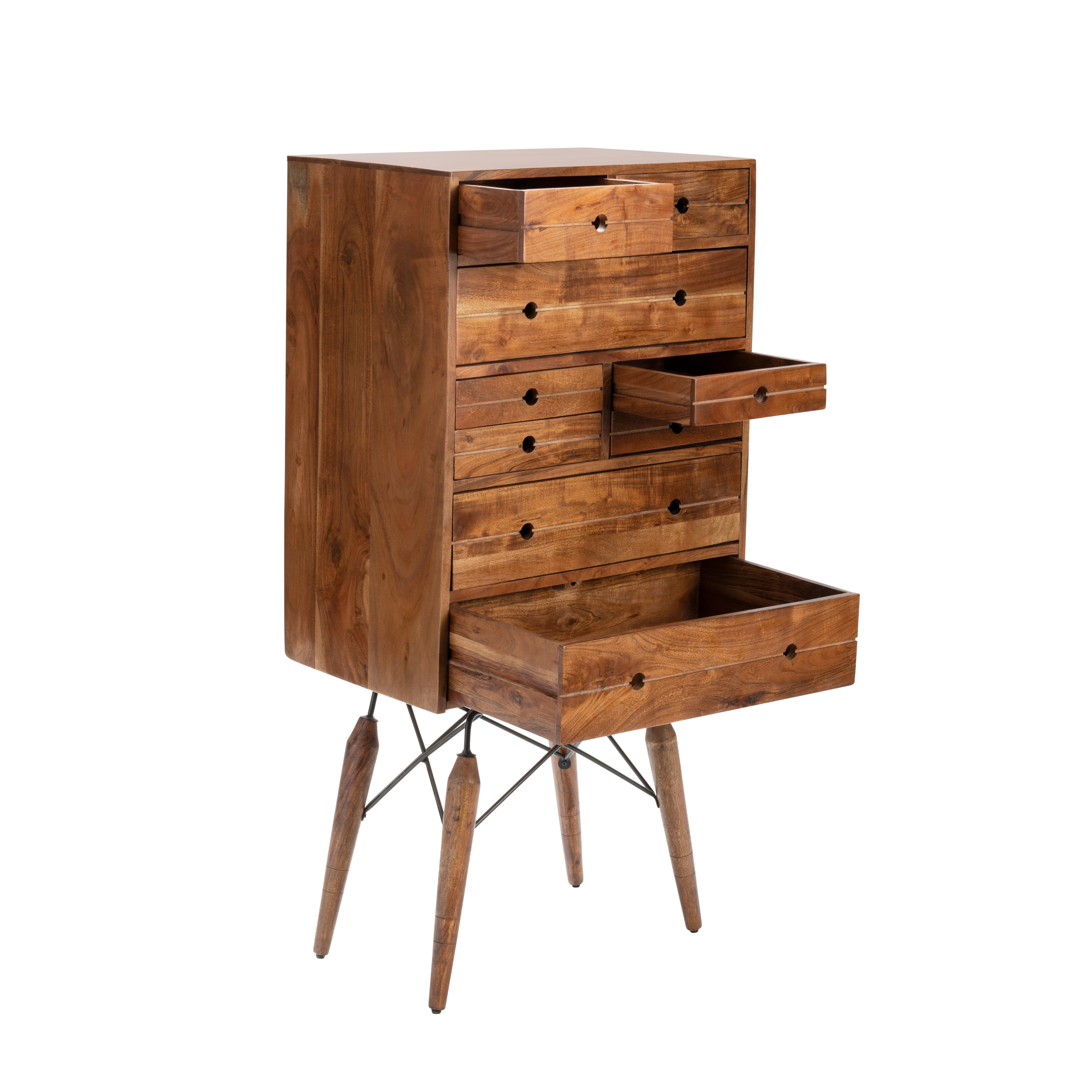 Rustic 9-Drawer Tall-Leg Accent Chest