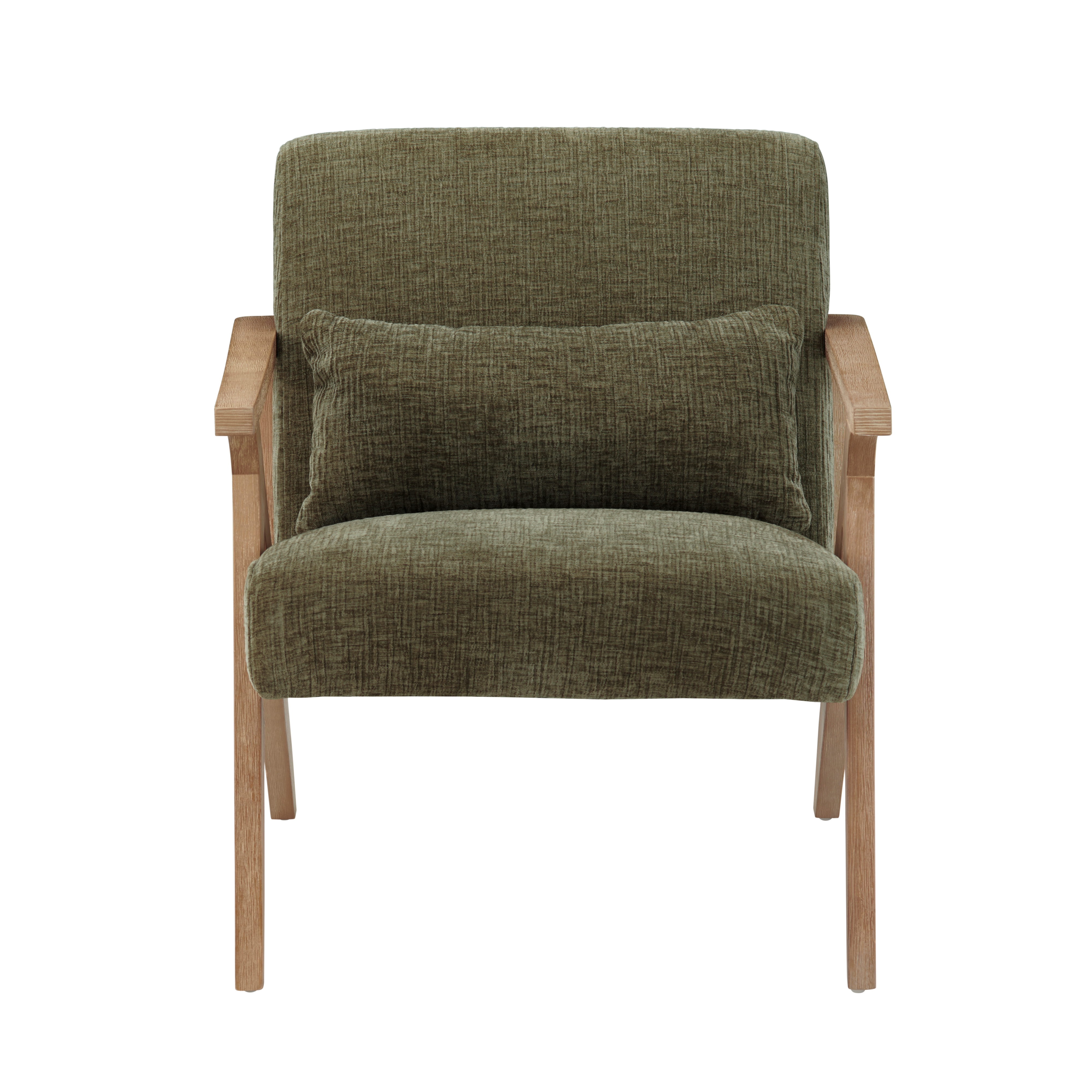 Casual Exposed-Wood Accent Armchair