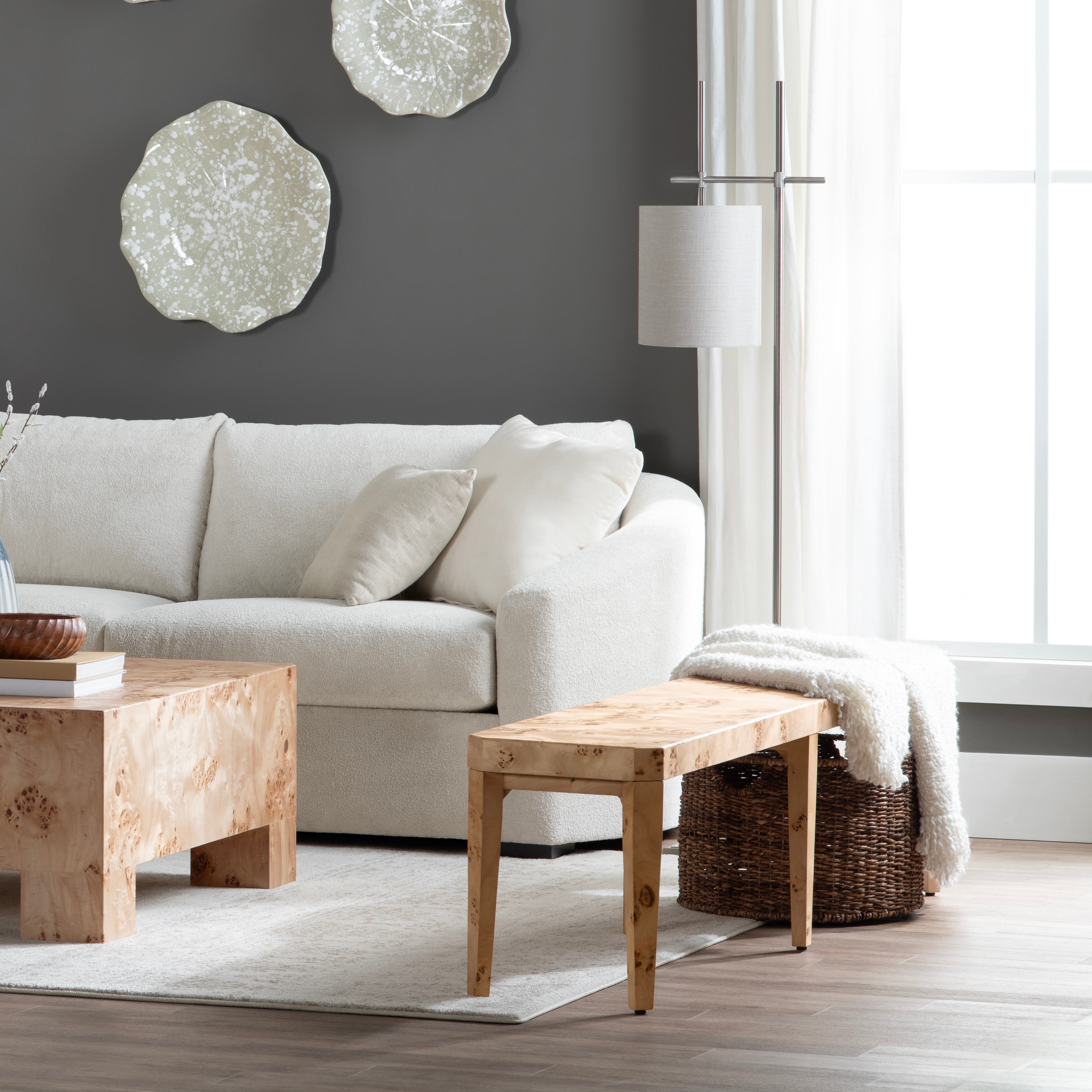 75" Swirl Wood Accent Bench