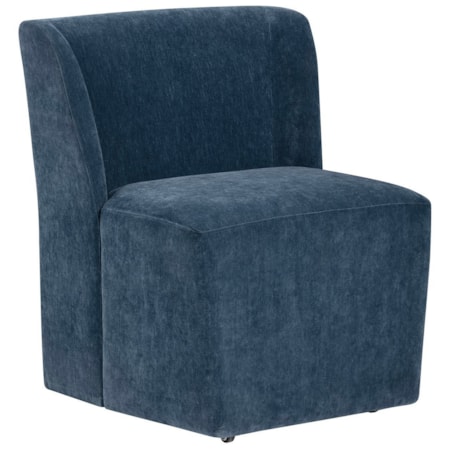 Upholstered Wing-Back Dining Chair w/Casters