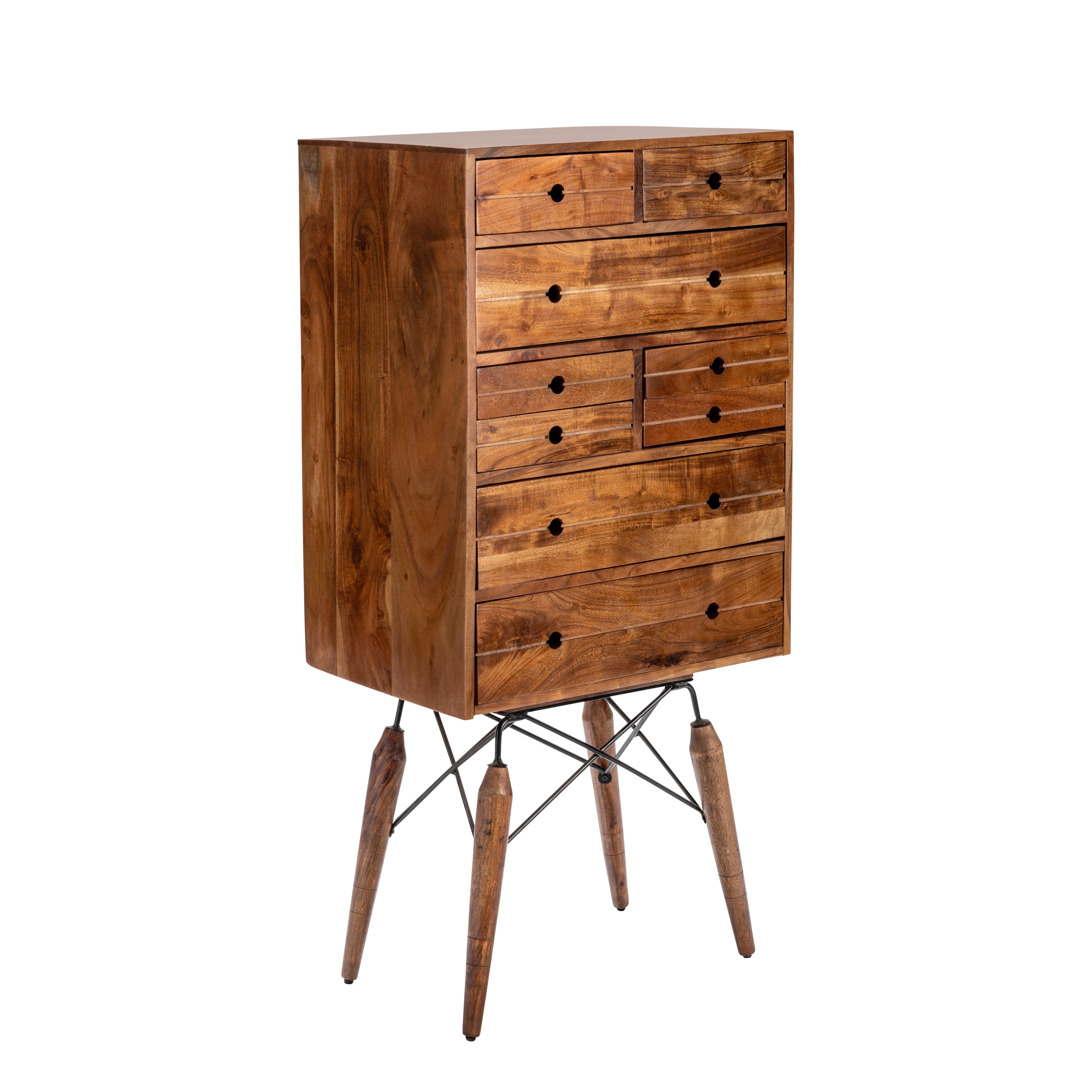 Rustic 9-Drawer Tall-Leg Accent Chest