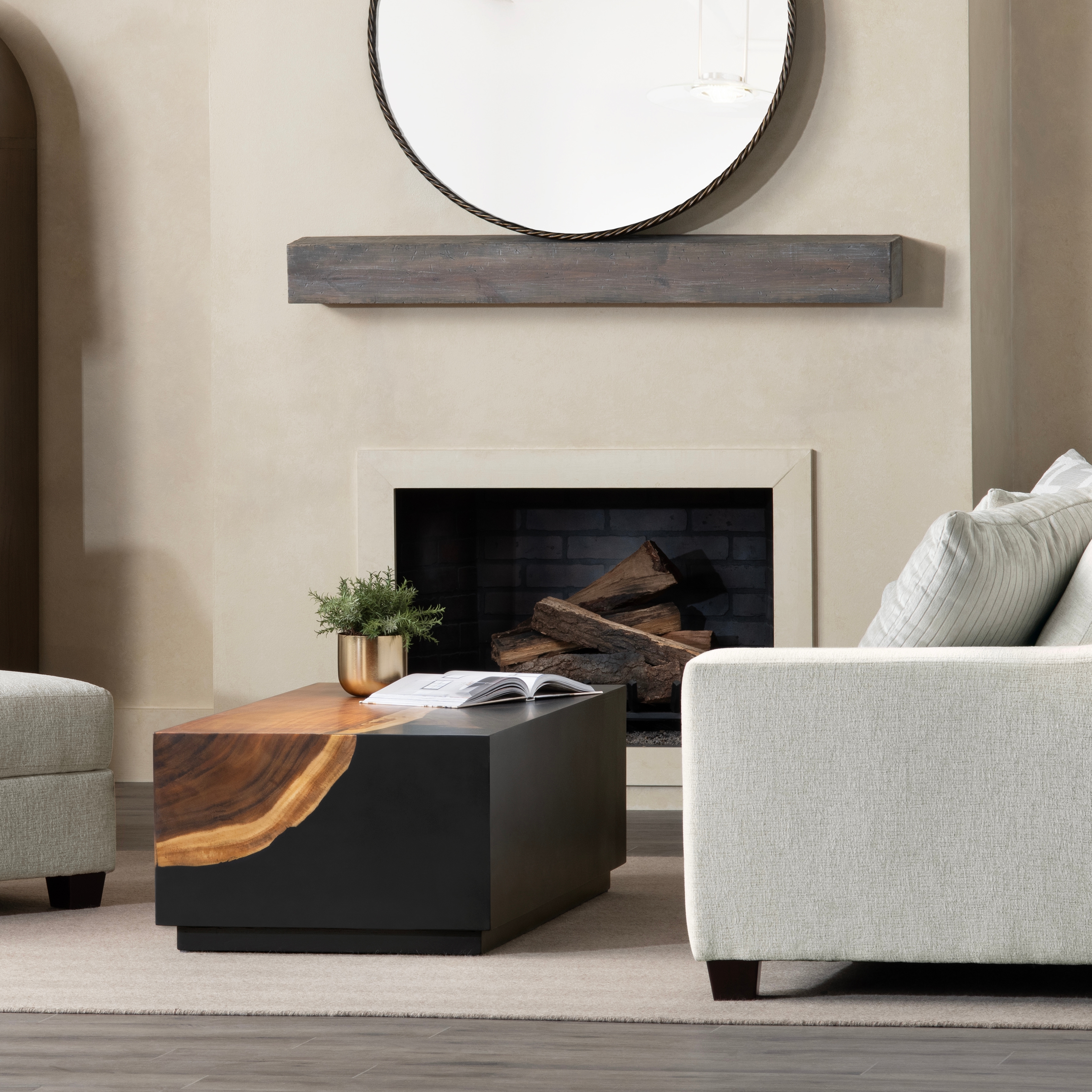 Casual Rustic Acacia-Slab Coffee Table