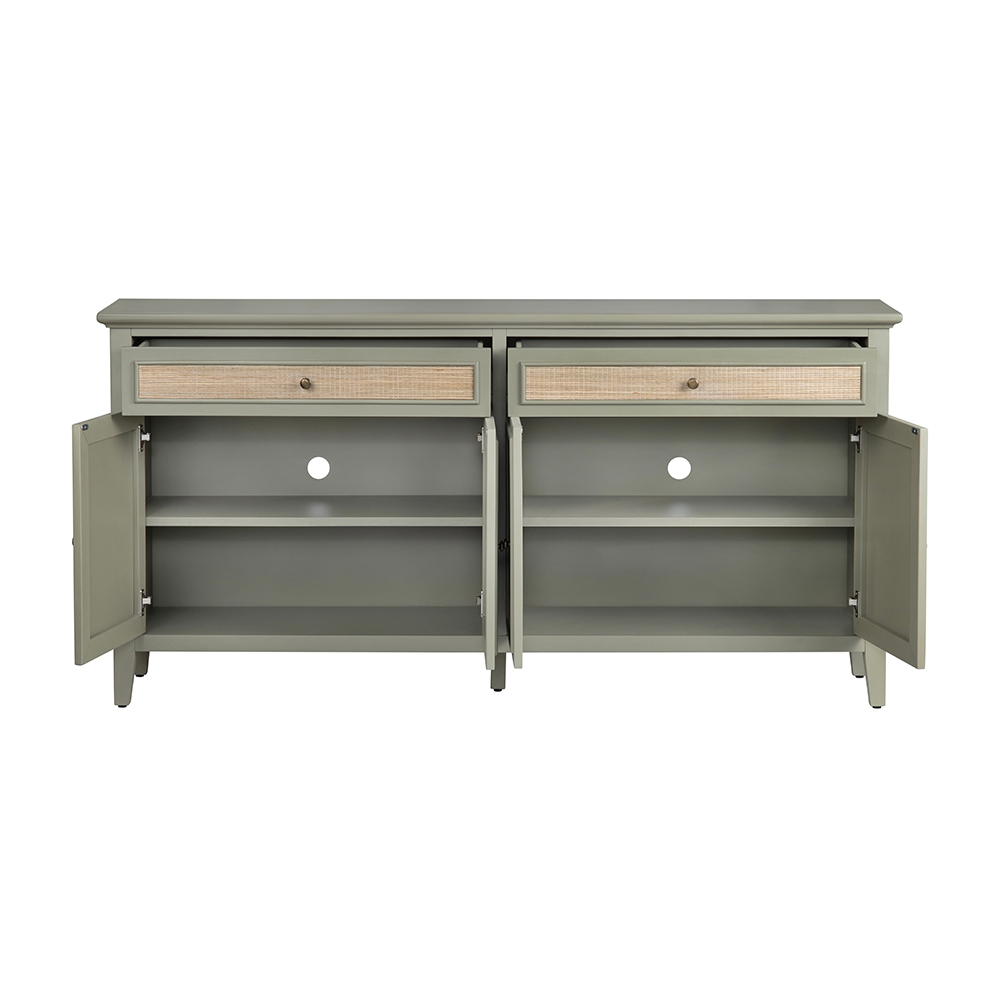 Coastal 4-Door Media Credenza w/Cord Vents