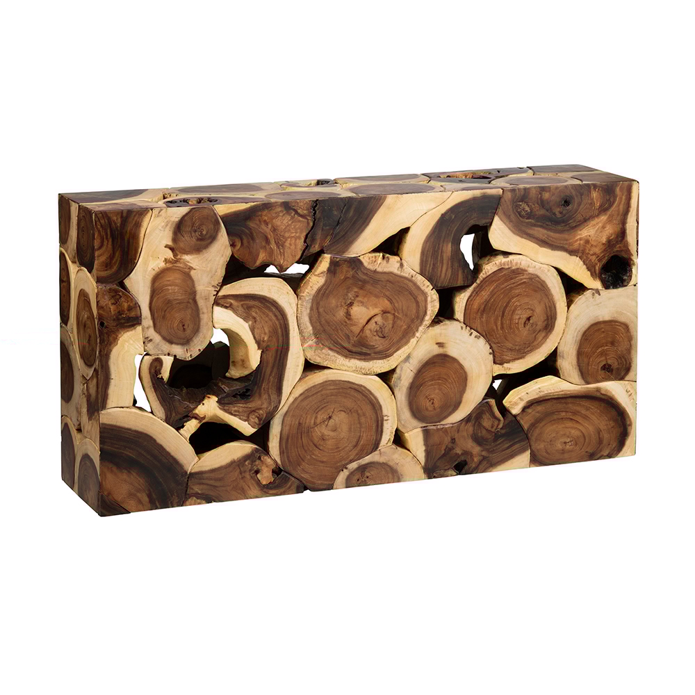 Cross-Cut Wooden Block Console Table