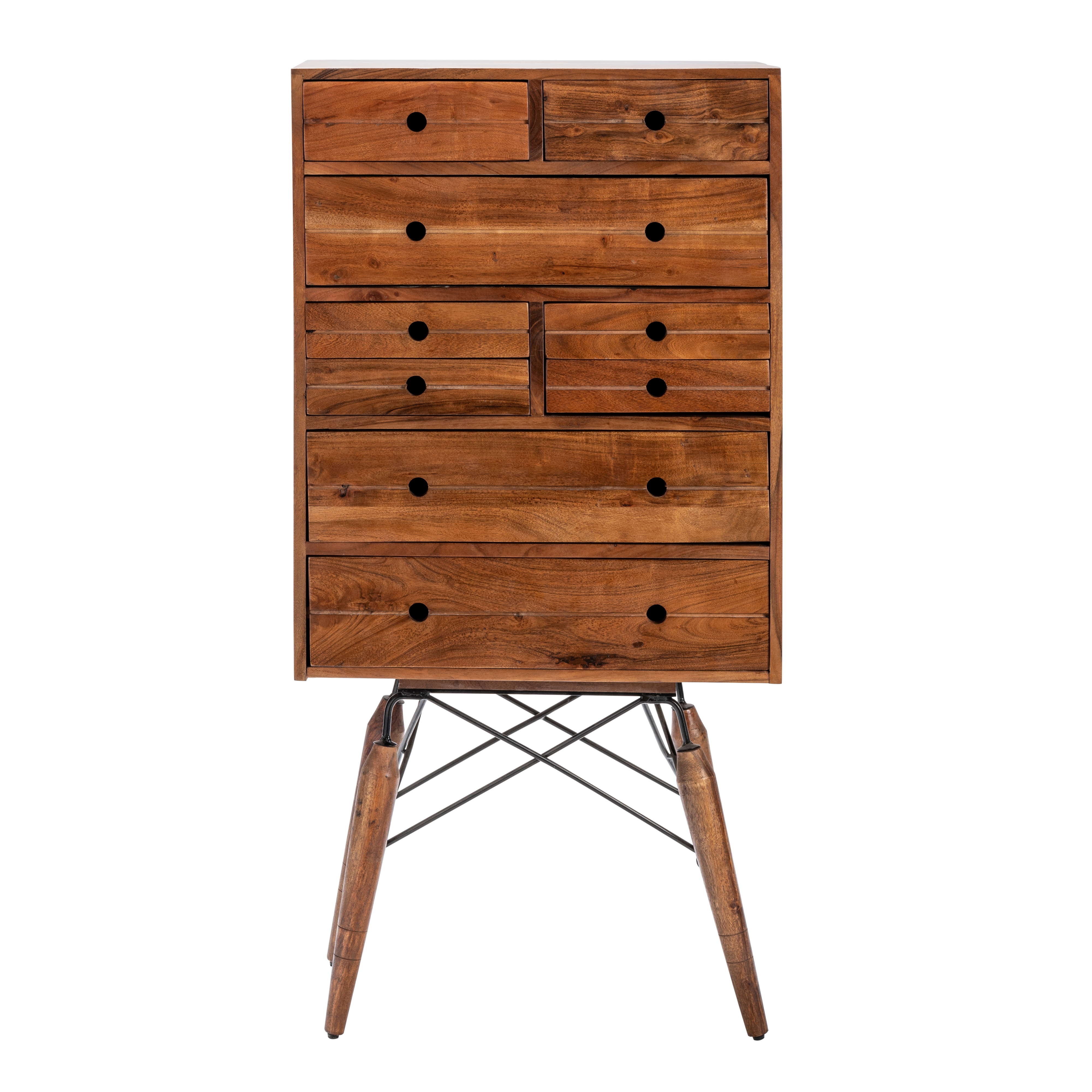 Rustic 9-Drawer Tall-Leg Accent Chest