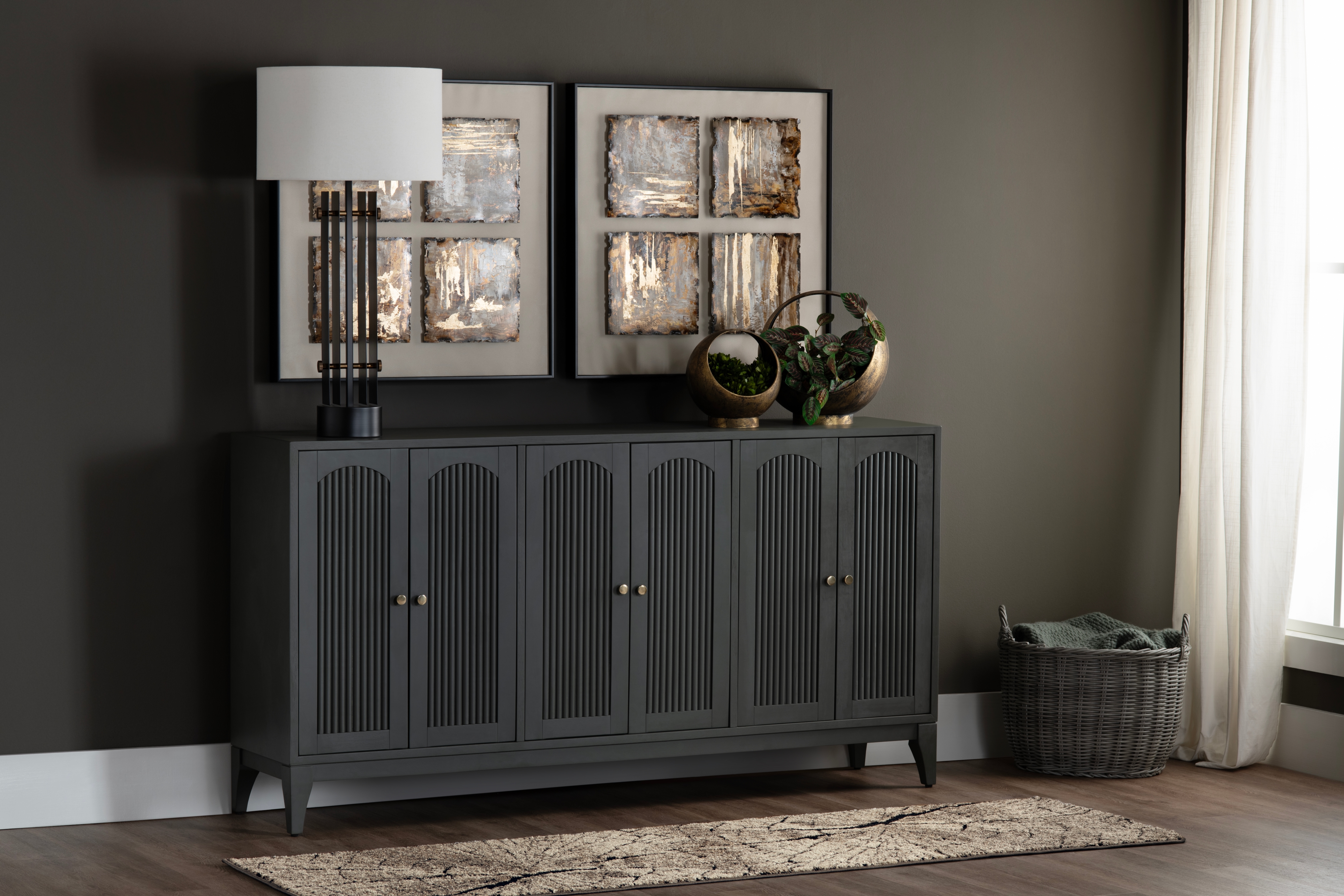 Crestview Collection Crestview Collection 6-Door Media Credenza w/Adj. Shelving