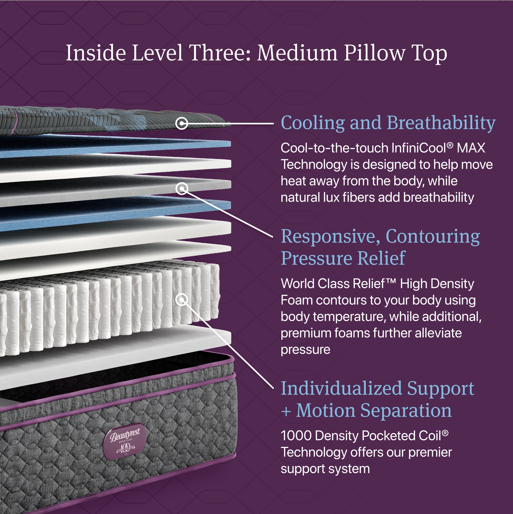 Beautyrest Beautyrest World Class Level Three World Class Level Three Med PT -Full