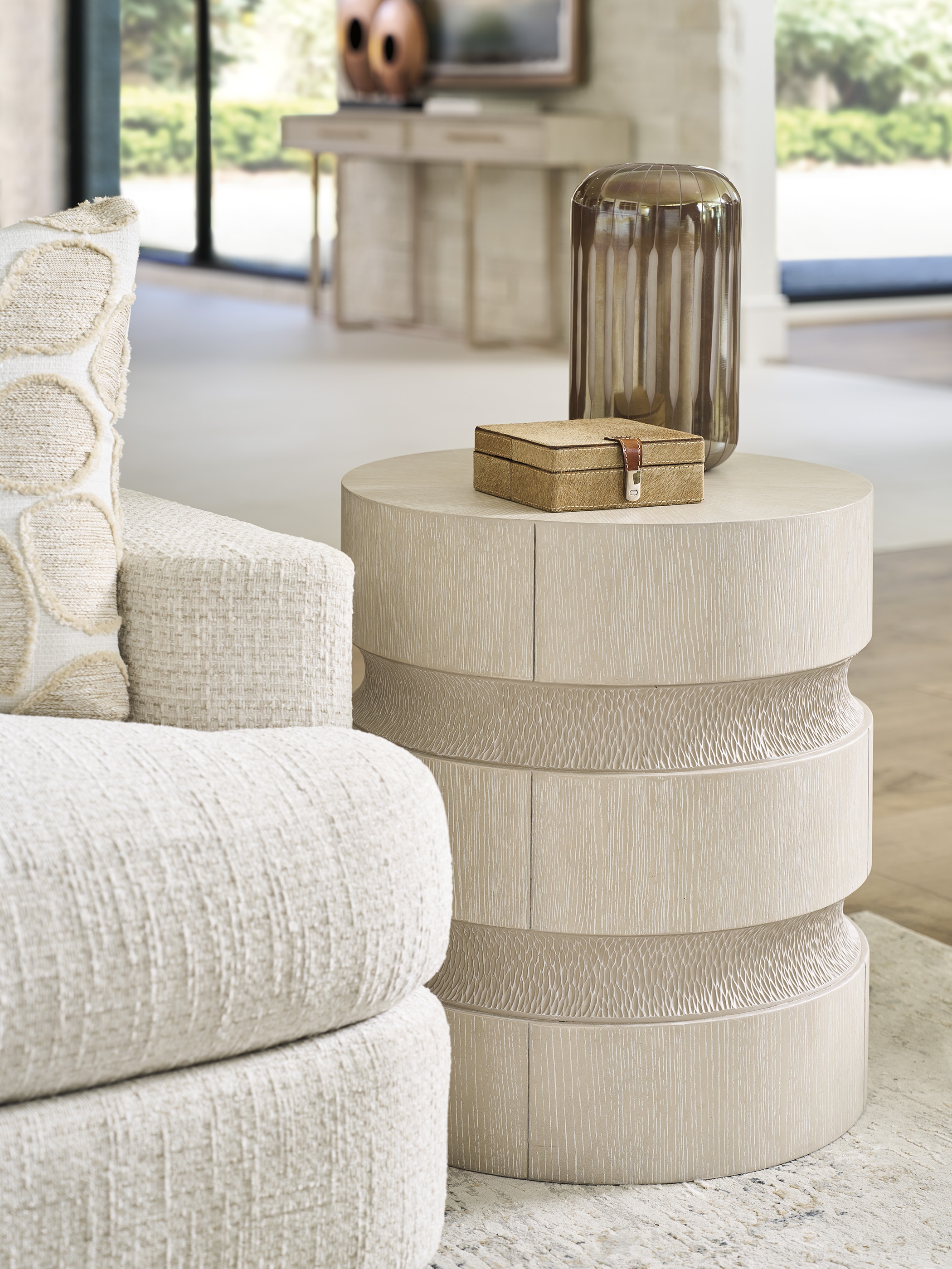Round Textured End Table