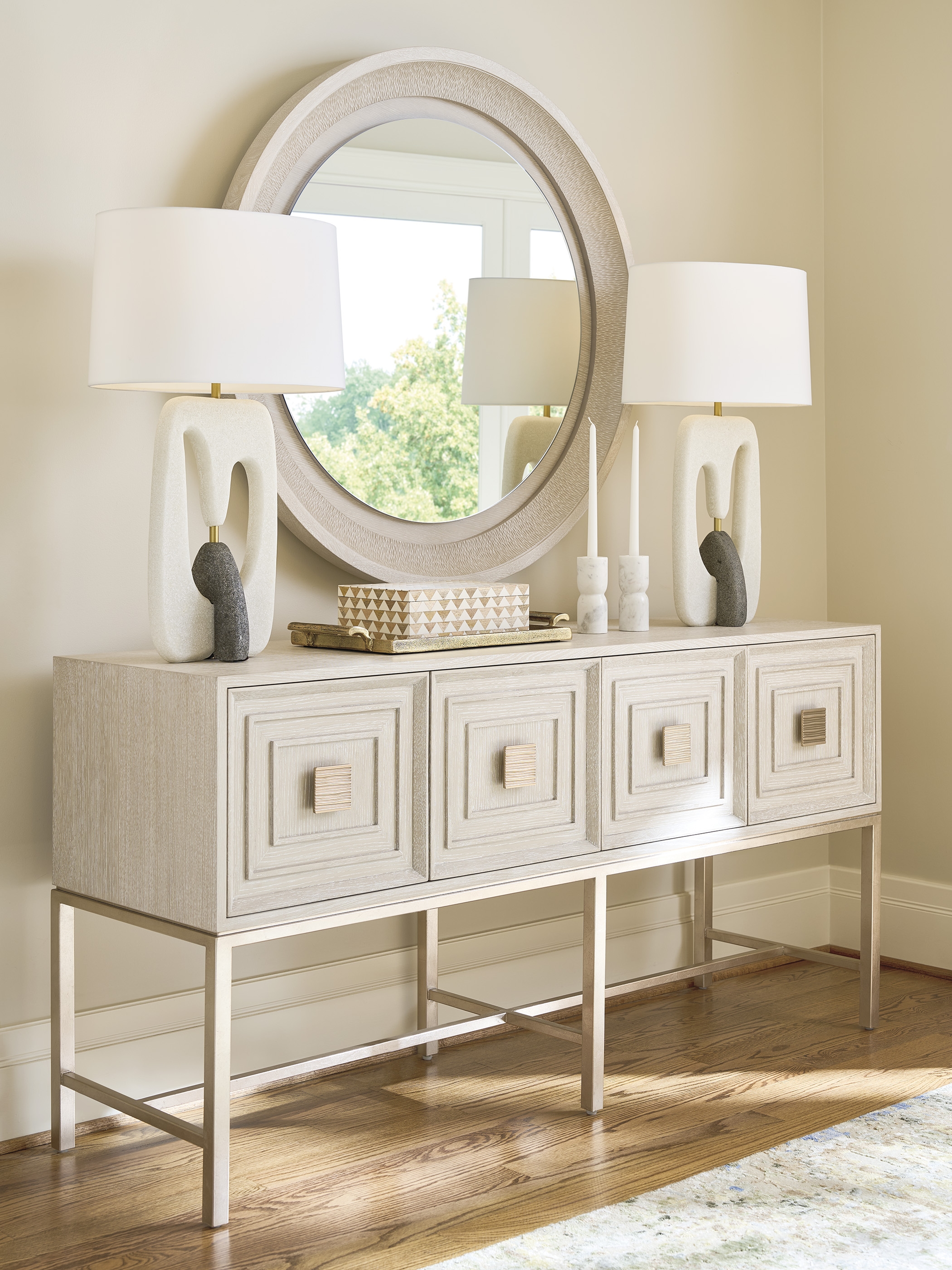 Round Textured-Frame Mirror