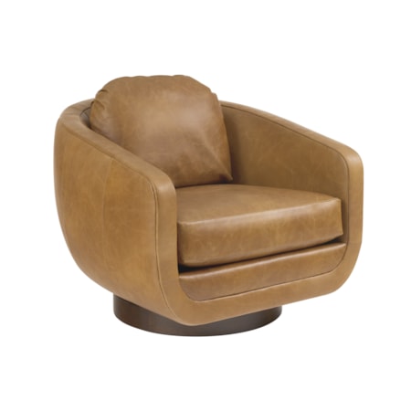 Leather Upholstered Swivel Barrel Chair