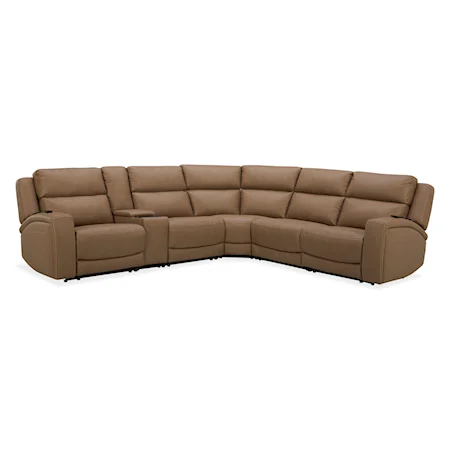 6137 Toast Leather Dual Power sectional
