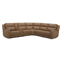 6137 Toast Leather Dual Power sectional