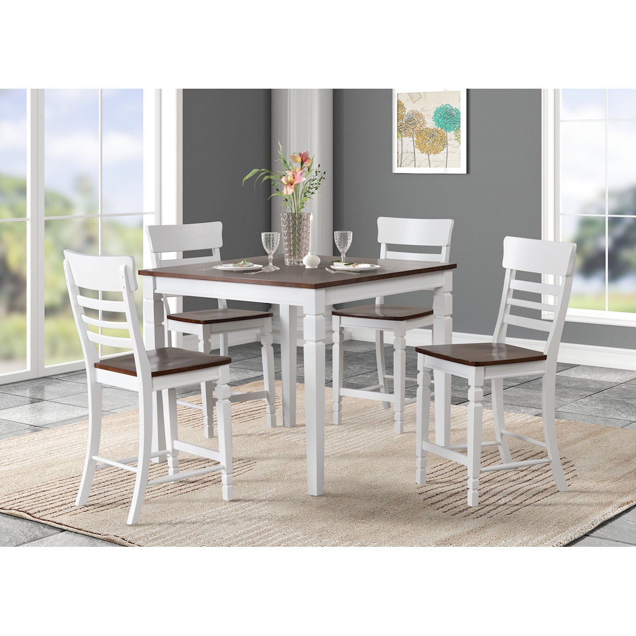 Lifestyle P867 Pub Sets 5 pc Pub Set -White/ Brown