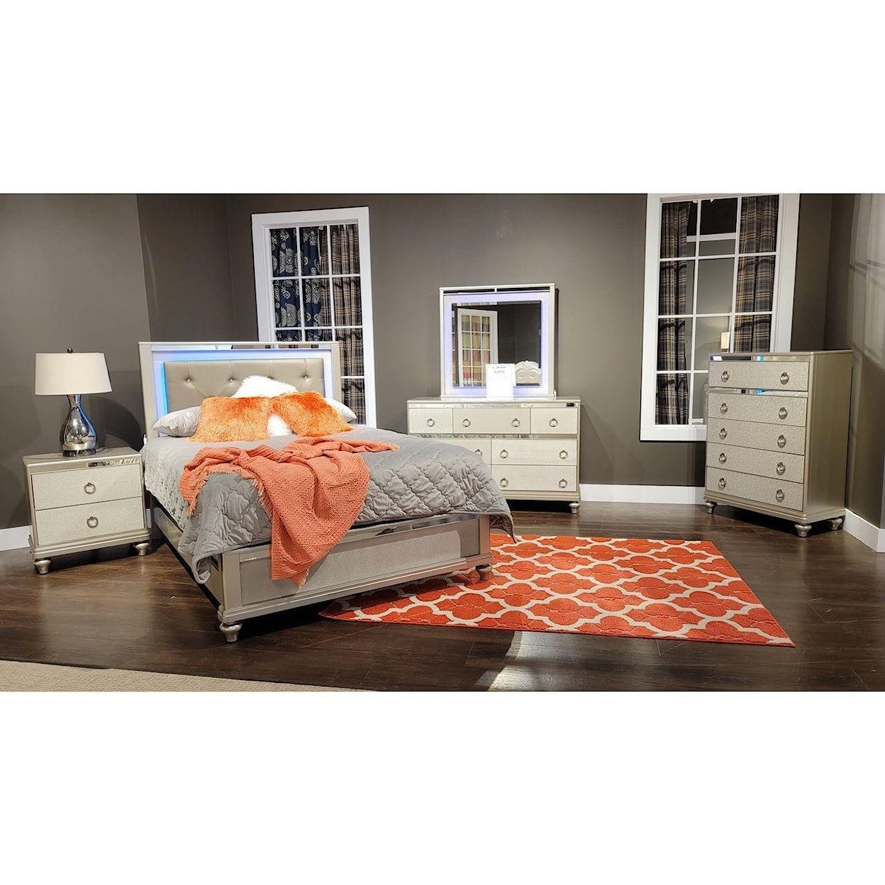 Lifestyle 4188Y SILVER 7pc Queen Bedroom Group