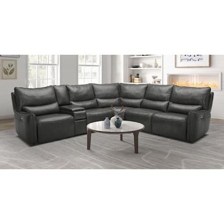 Leather Power Sectional - Anthracite
