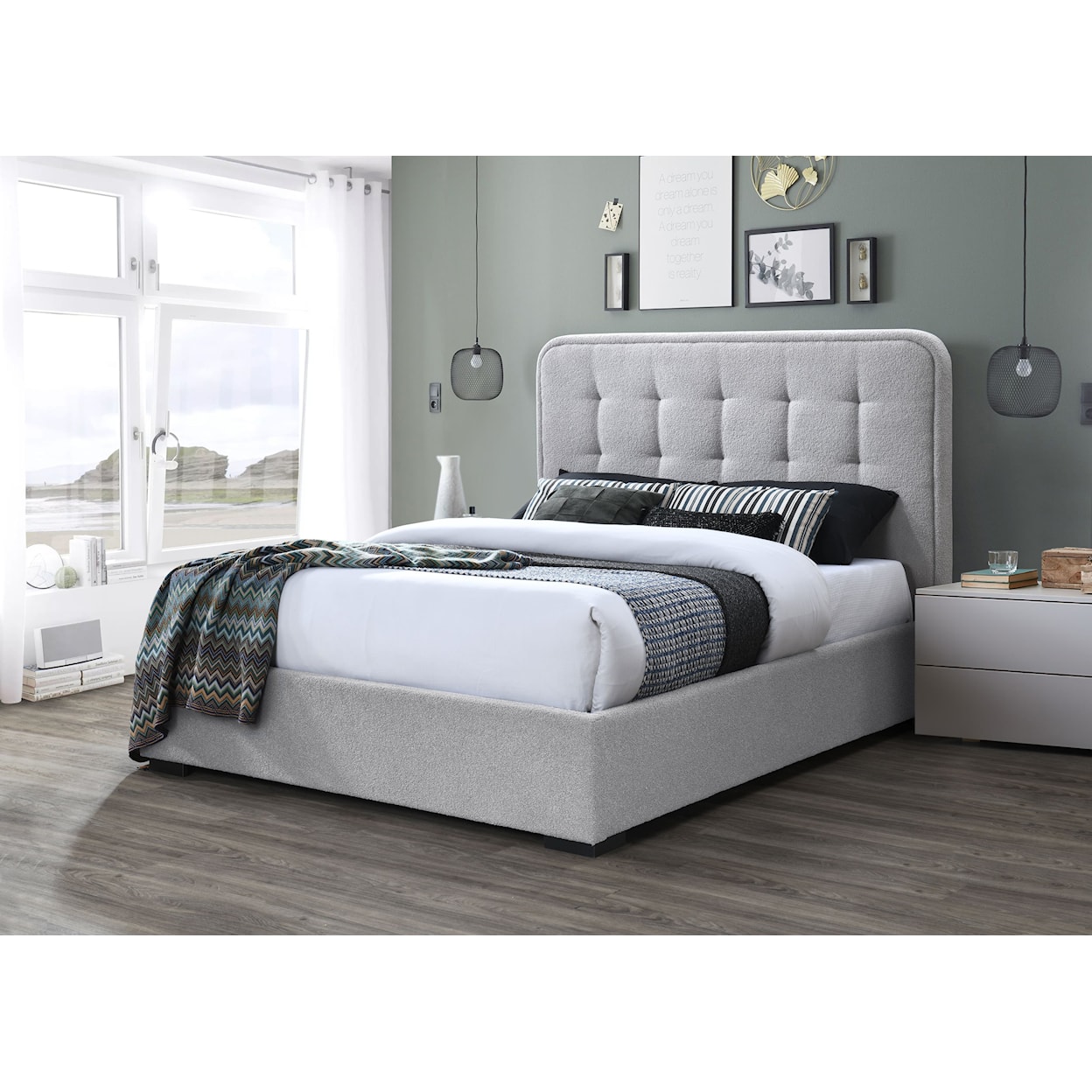 Lifestyle C9434A Queen Snow Upholstred bed