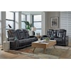 Corinthian Softie L719 Charcoal Power Leather Console Loveseat