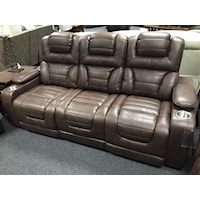 Casual Power Headrest Reclining Sofa w/Cup Holders