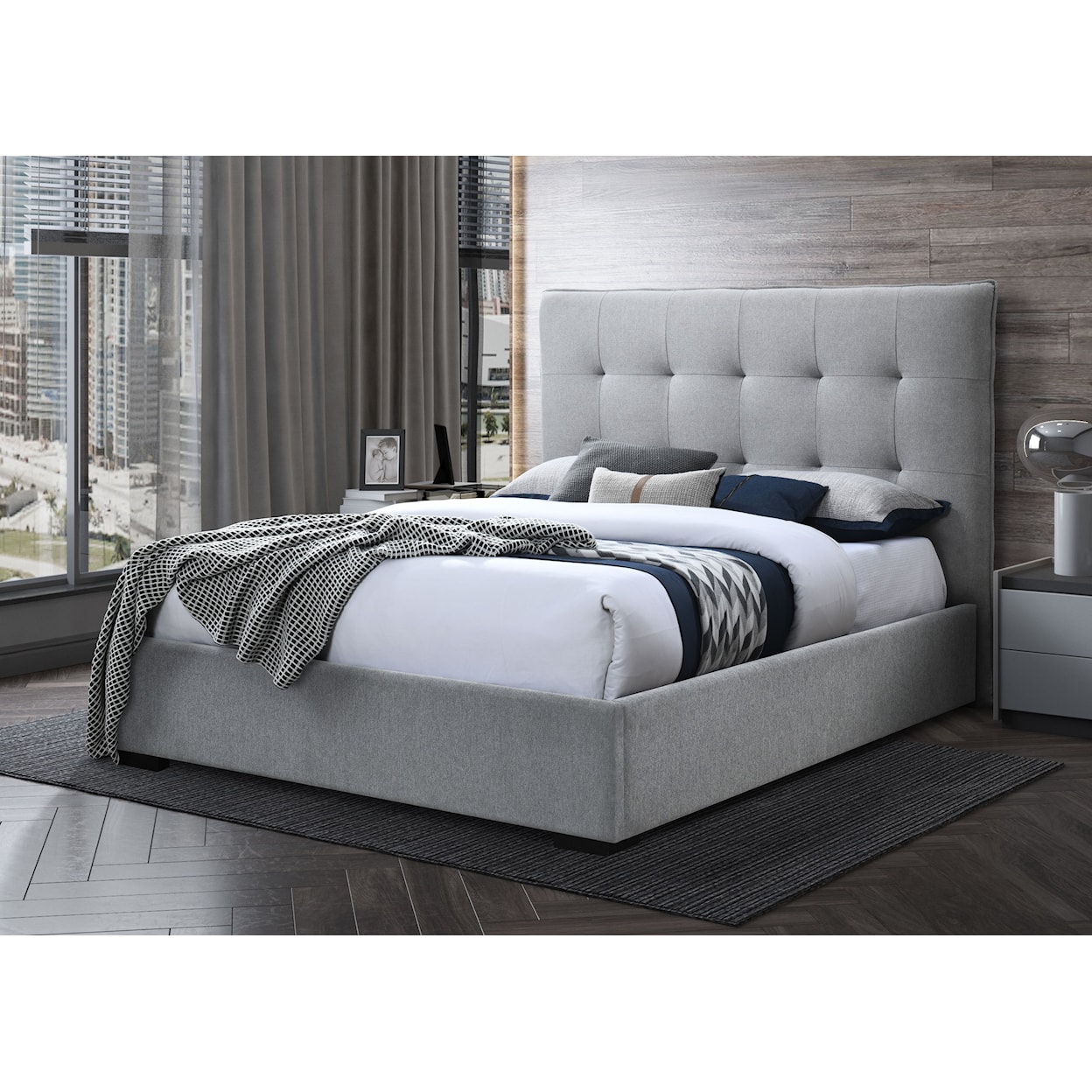 Lifestyle C9433A King Grey Upholstered Bed
