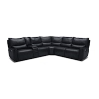 Leather Power Sectional - Boston Navy