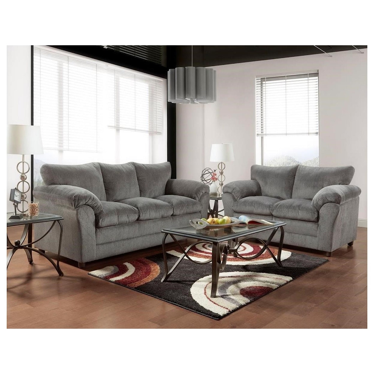 Washington Brothers Furniture 2153 Kennedy Grey Three Cushion Sofa