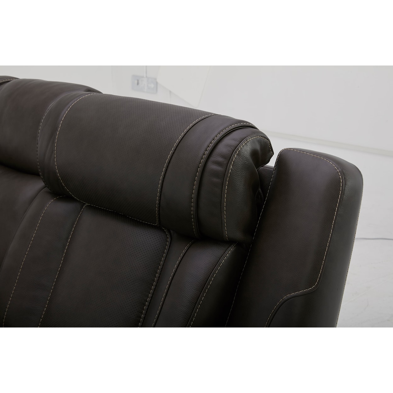 Kuka Home 615 Transformer Leather Collection 6153 Charcoal Dual Power Loveseat
