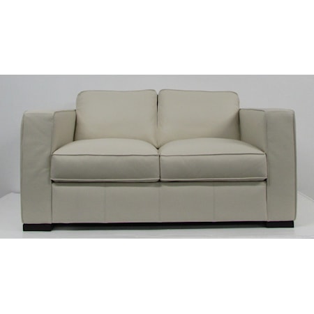 Ivory Leather Loveseat