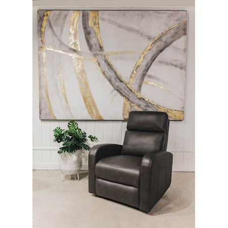 Charcoal Leather Dual Power Recliner