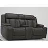 Kuka Home 615 Transformer Leather Collection 6153 Charcoal Dual Power Loveseat