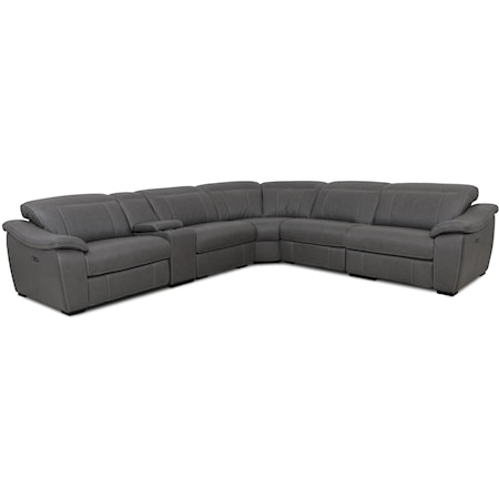 Power Reclining Leather  6 pc Sectional