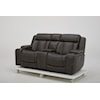 Kuka Home 615 Transformer Leather Collection 6153 Charcoal Dual Power Loveseat