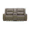 Kuka Home 6228 Leather Collection 6228 Gray Dual Power Leather Loveseat