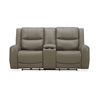 6228 Gray Dual Power Leather Loveseat