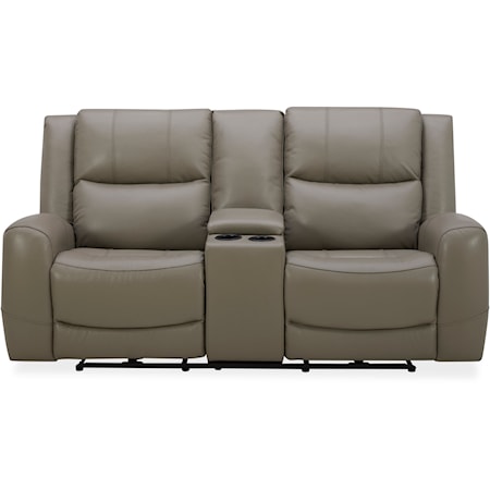 6228 Gray Dual Power Leather Loveseat