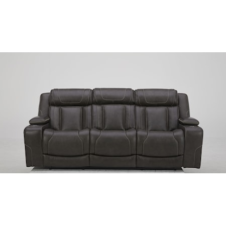 6153 Charcoal Leather Dual Power Sofa