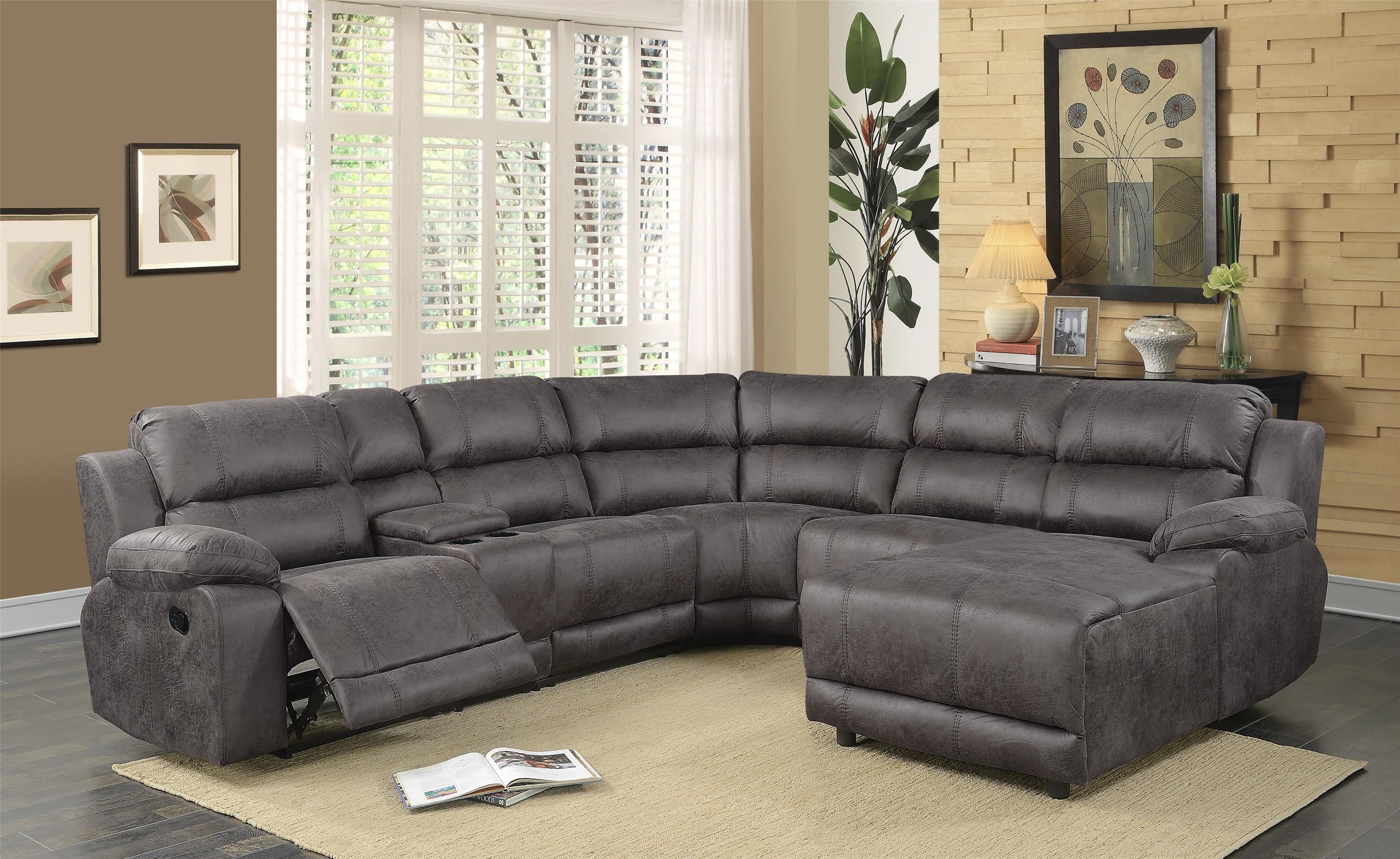 Lifestyle UF212B Grey Sectional UF212B GREY 6PC 6 Pc Leather Look Grey