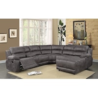 6 Pc Leather Look Grey Reclining Sectional