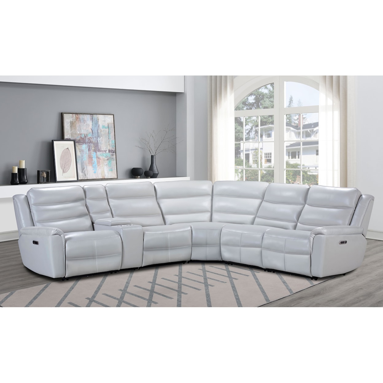 Lifestyle U8153S Leather Sectional U8153S Platinum Leather Sectional