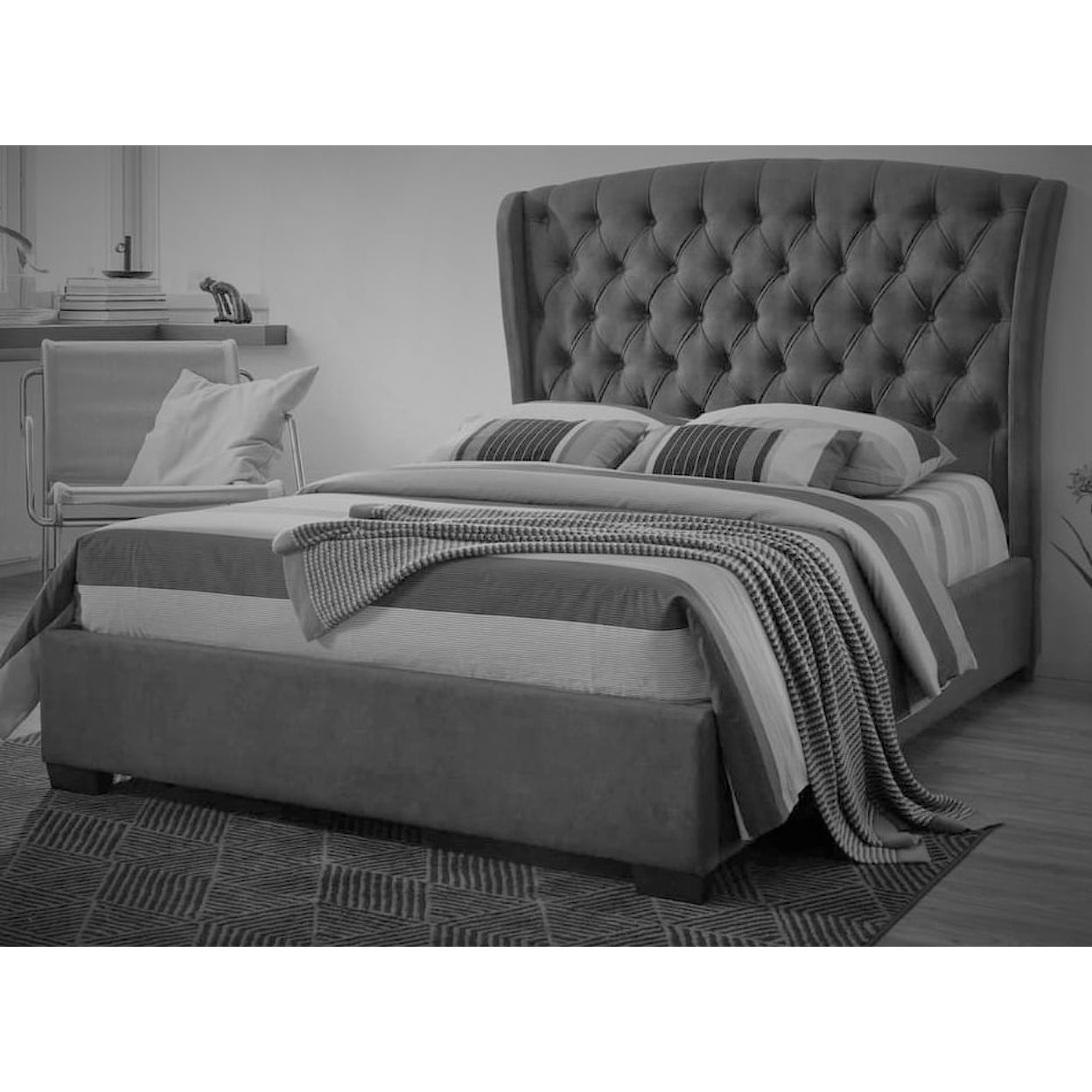 Lifestyle C9431A King Pewter Upholstered Bed