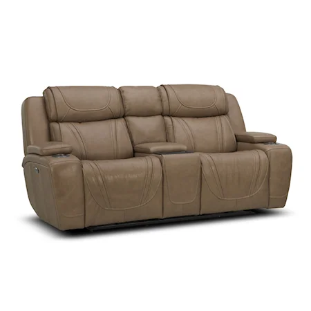 6155 Sand Leather Dual Power loveseat
