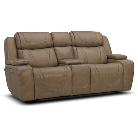 6155 Sand Leather Dual Power loveseat